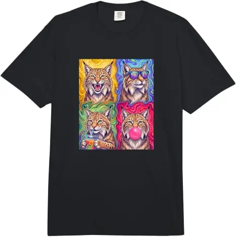 Y2K Katze Tiger Luchs Lustiges Luchs-T-Shirt Humor Niedlicher Tierdruck Grafik Damen Herren Kleidung Baumwolle Mode Streetwear Persönlichkeit – Detail 11