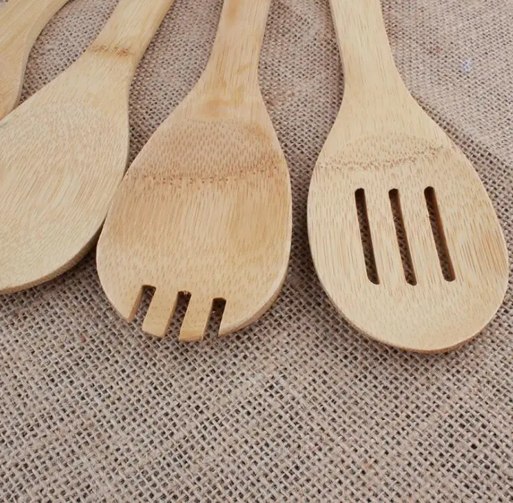 Bamboo Utensil Spoon Spatula Mixing Professional Kitchen Wooden Cooking Tools Wholesale