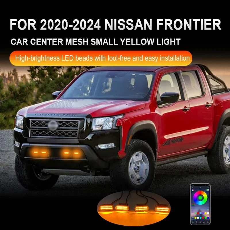 FOR 2020-2024 NISSAN FRONTIER Specialized center grid small yellow light Front Grille Lights Daytime Running Warning Light