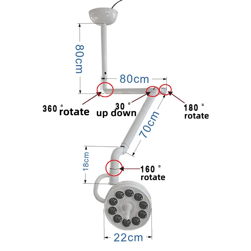 Dental Ceiling Mount Lamp Cold Light Examination Shadowless Led