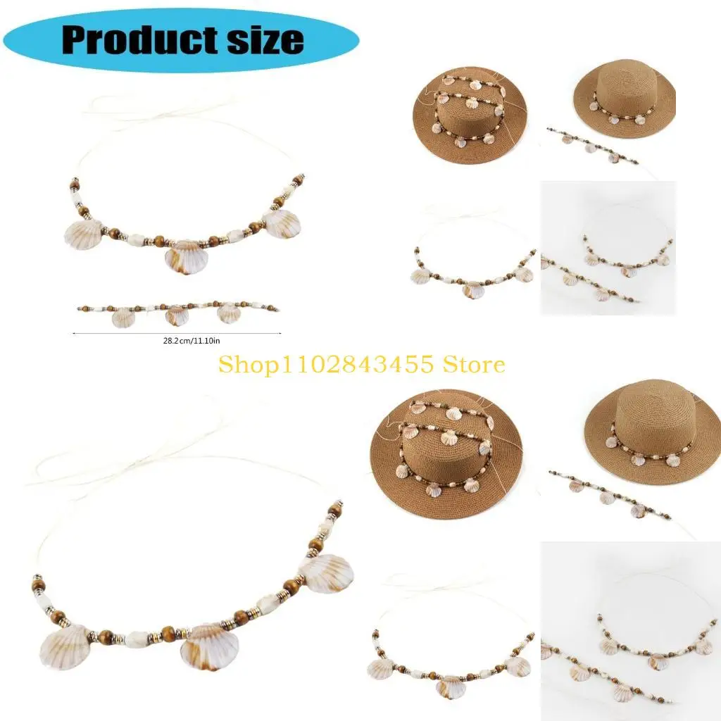 

49mc Bead Hat Band для взрослого с оболочкой этническая панама -колпачка для женщин для женщин.