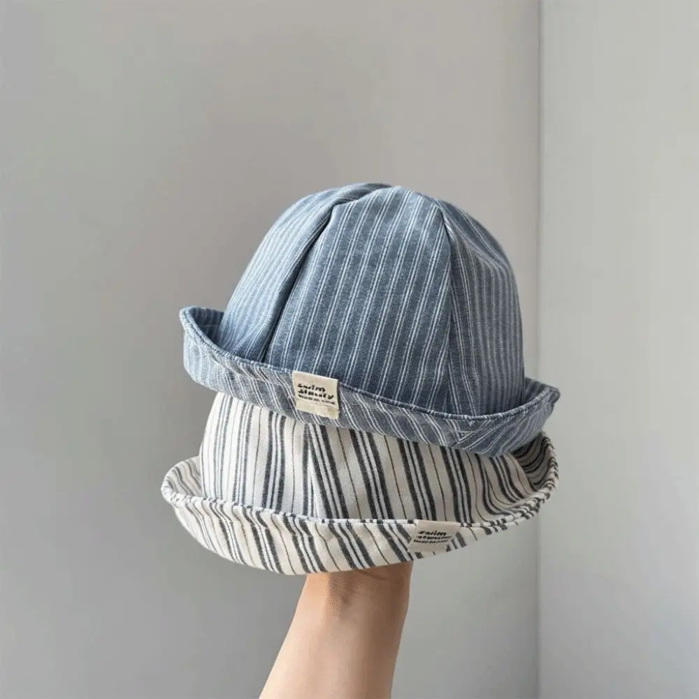 

Cute Cotton Baby Bucket Hat Striped Pattern Breathable Infant Panama Bonnet Soft Toddler Fisherman Hat Kids Wear