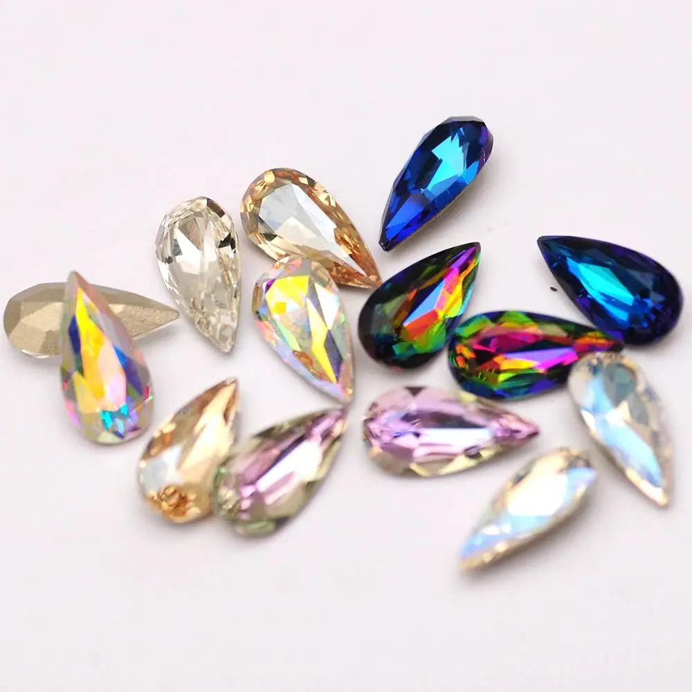 5x10mm 7x14mm Crystal Water-drop Jewelry Accessories Women DIY Fashion Pendant Style Nail Aat Garment Jewelry Brooch Decoration