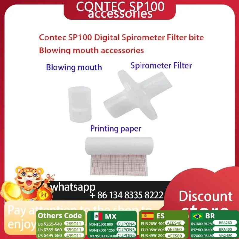 CONTEC SP100  Disposable Spirometer mouthpiece、Printing paper、 Spirometer Filter、  For  SP100 Digital Spirometer