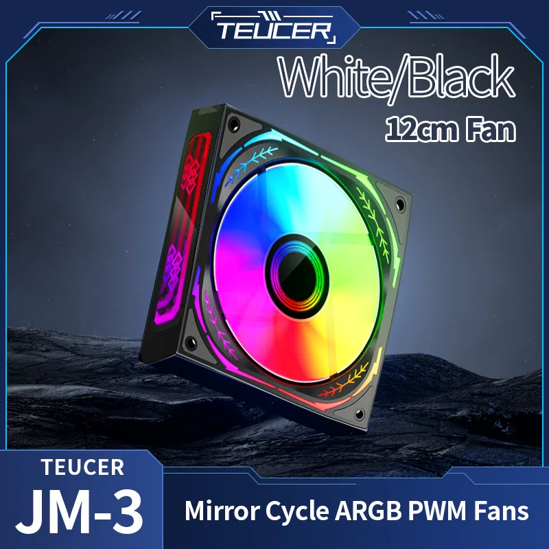 TEUCER JM-3 120mm Fan Wire-free Splicing 4Pin PWM Cooling Fan Silent Computer CPU Radiator Fan 5V 3Pin ARGB aura sync ventilador