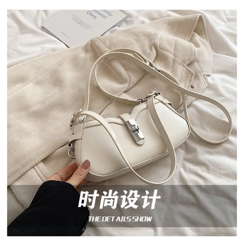 2024 New Designer Small Silver Crossbody Bags for Women Fashion Pu Leather Shoulder Bag Lady Underarm Armpit Bags Handbags