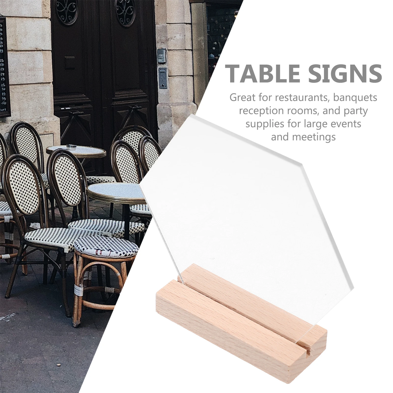 

4pcs Acrylic Writable Notice Board Number Plate Holder Table Decoration Seat Sign Wood Base Reusable Name Tag Wedding Party