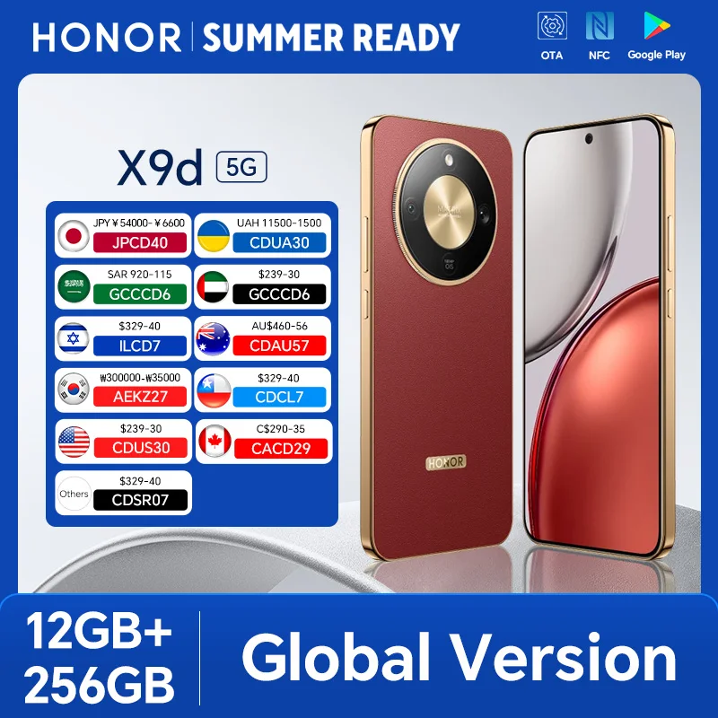 Global Version HONOR X9d 12GB+256GB 6.79'' 120Hz AMOLED Screen 108MP Main Camera 8300 mAh 66W Supercharge Dual SIM Android 15