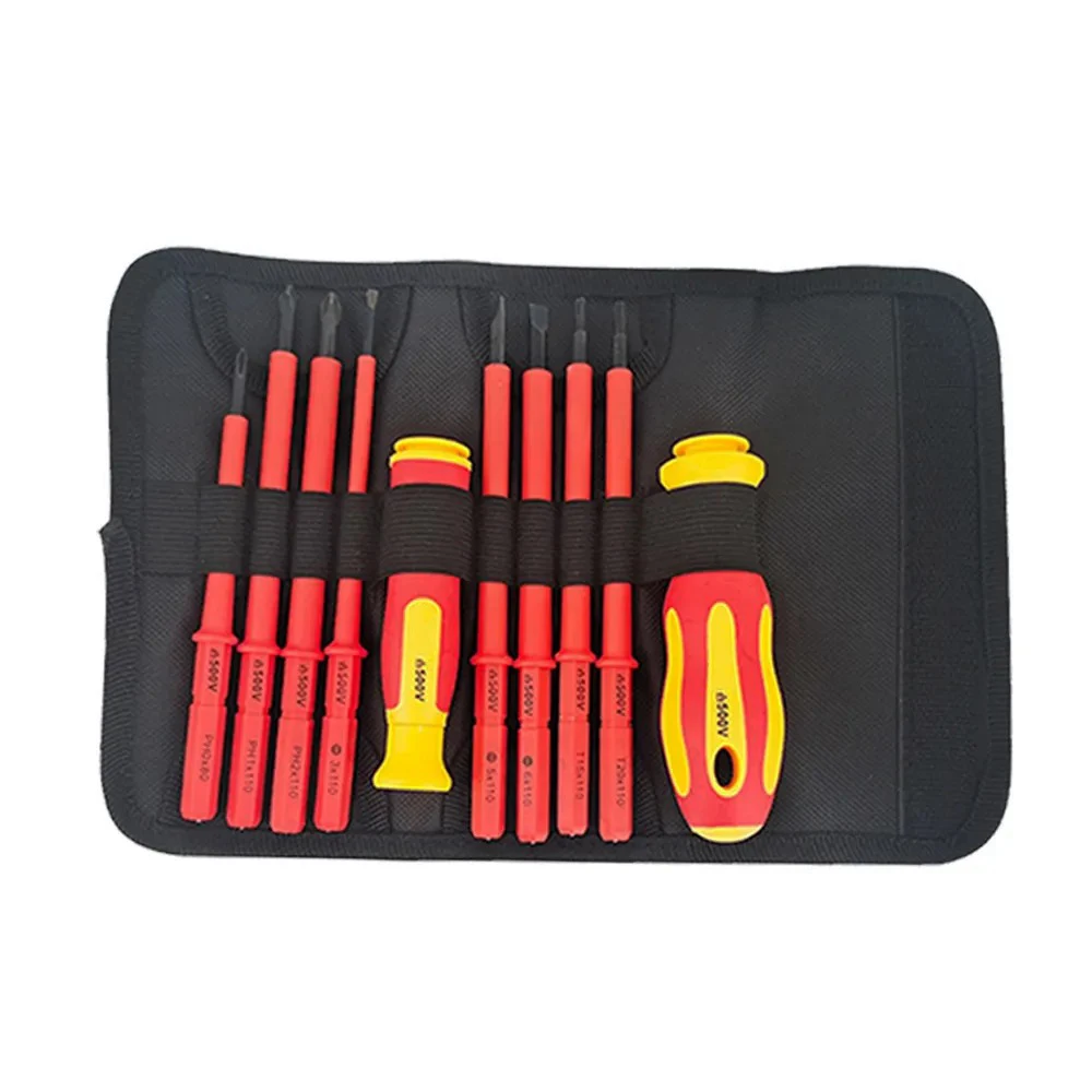 Hot Selling Protable 10PCS Insulated Screwdriver with an Interchangeable Head Plum Blossom Head Slotted Head