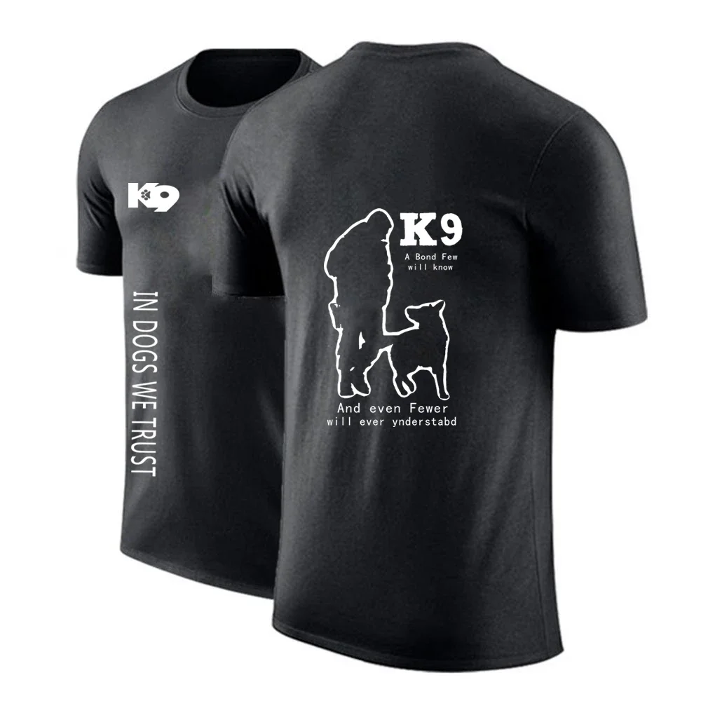 2024  Printing Men TRAINER K9 Team K9 Unit Malinois Summer Short Sleeve O-Neck Slim Solid Color Half Sleeved T Shirt Clothing