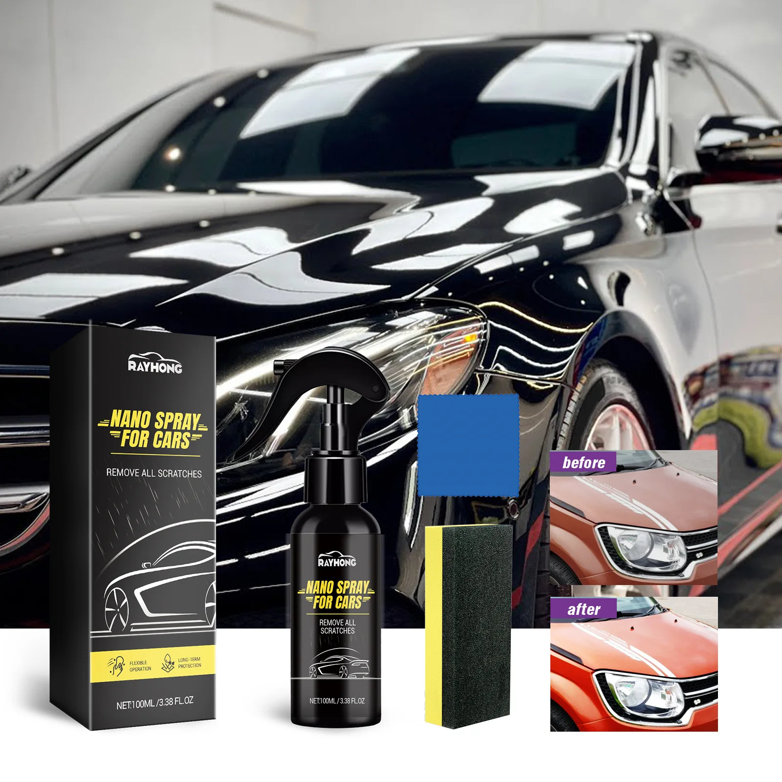 

120ml Car Coating Spray - Ceramic Paint Protection, Helps Add Shine & Repel Dirt, Easy To Apply for All Car Colors