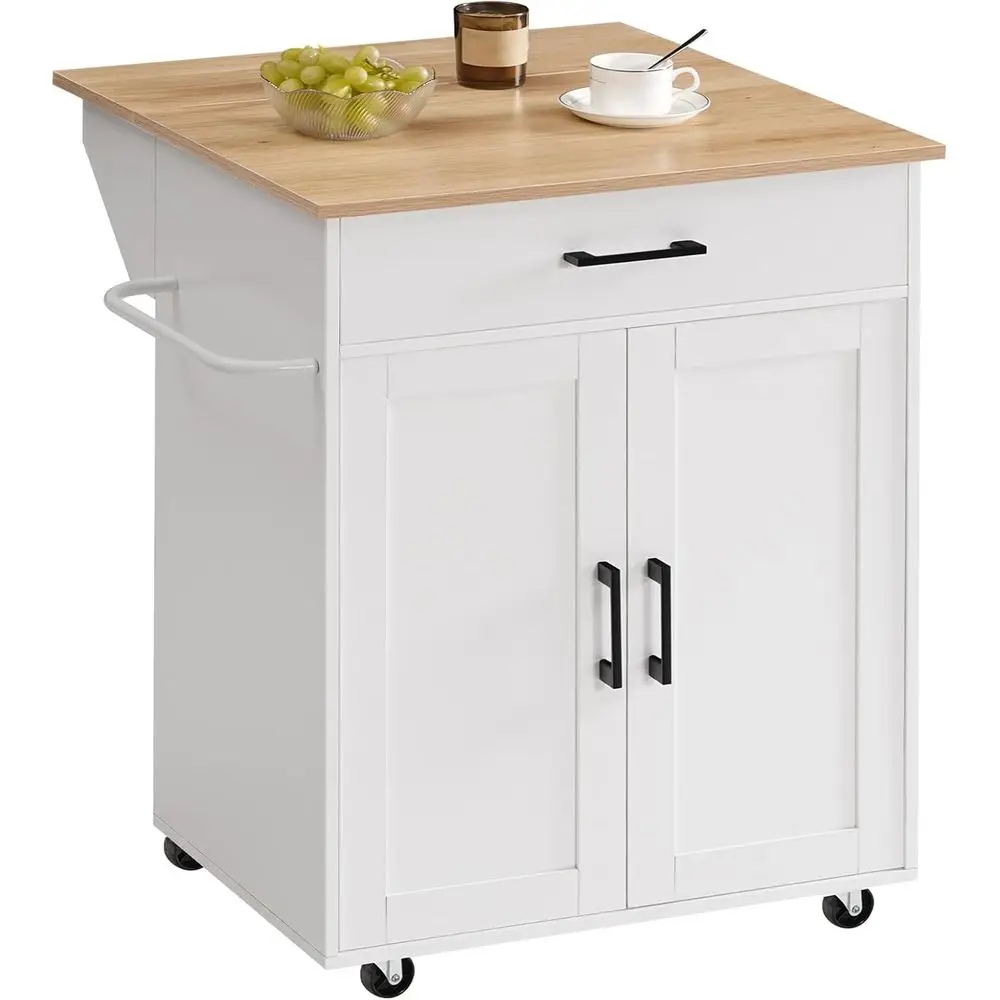 

Kitchen Island on Wheels with Drop Leaf, Folding Countertop Kitchen Island Cart, Kitchen Island Table with Towel Rack, Drawer, f