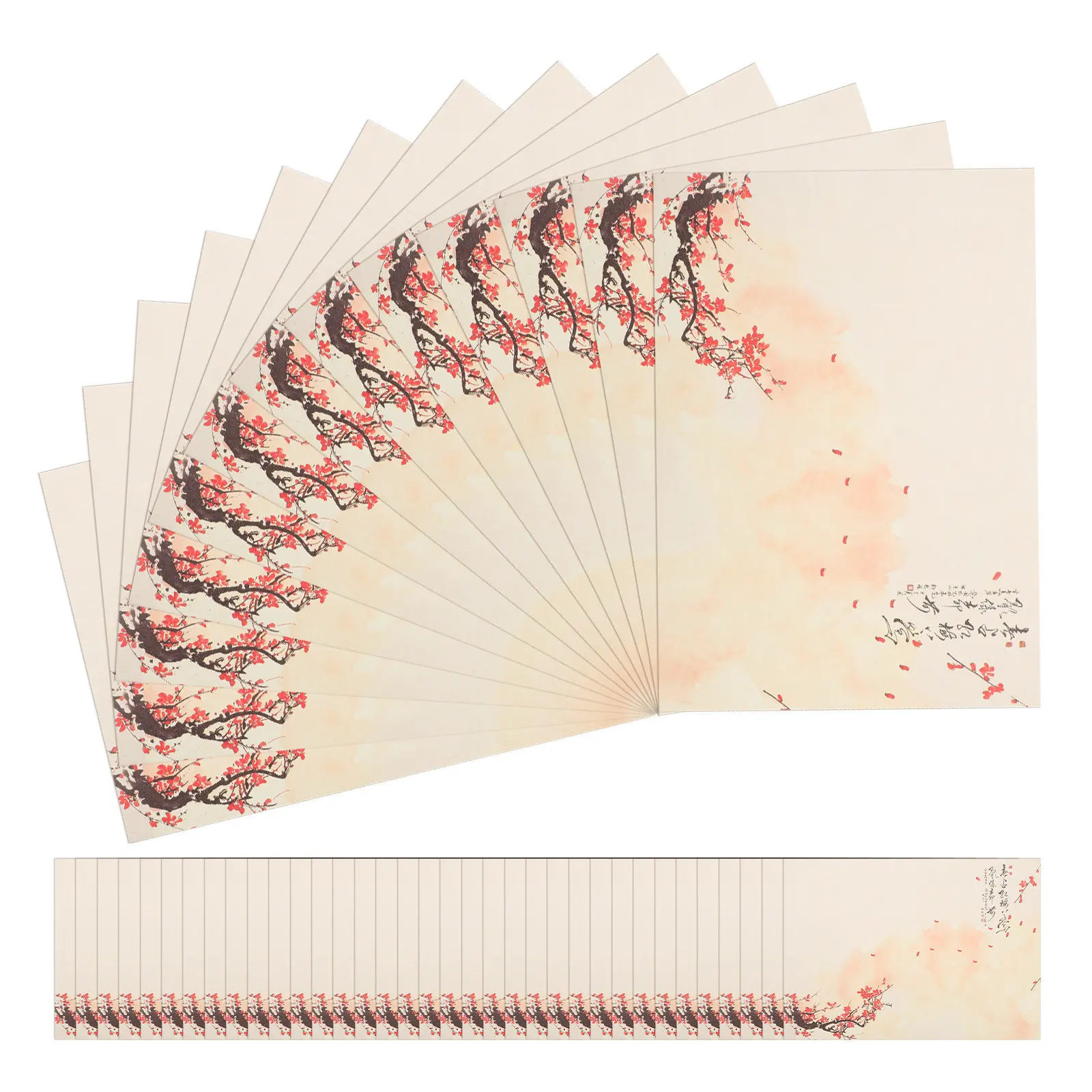 

80 Sheets Decorative Vintage Plum Blossom Letter Paper Thick Blank Stationery Writing Paper for Greeting Cards Notes