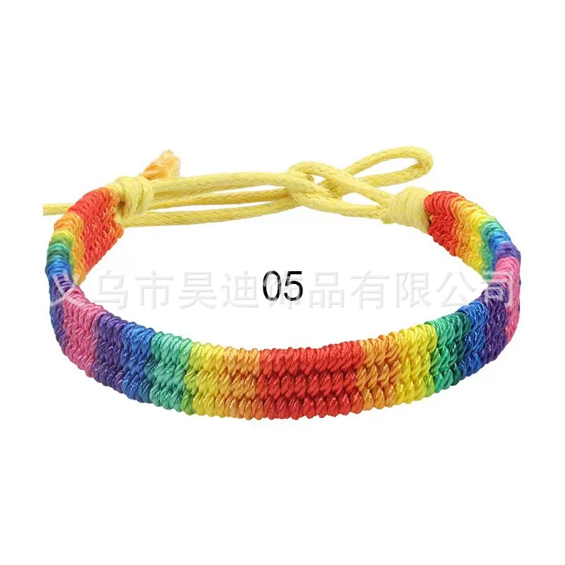 100pcs LGBT Hand Knitted Unisex Rainbow Couple Bracelets Same Sex Personalised Jewellery 10 Styles Mixed Shipment