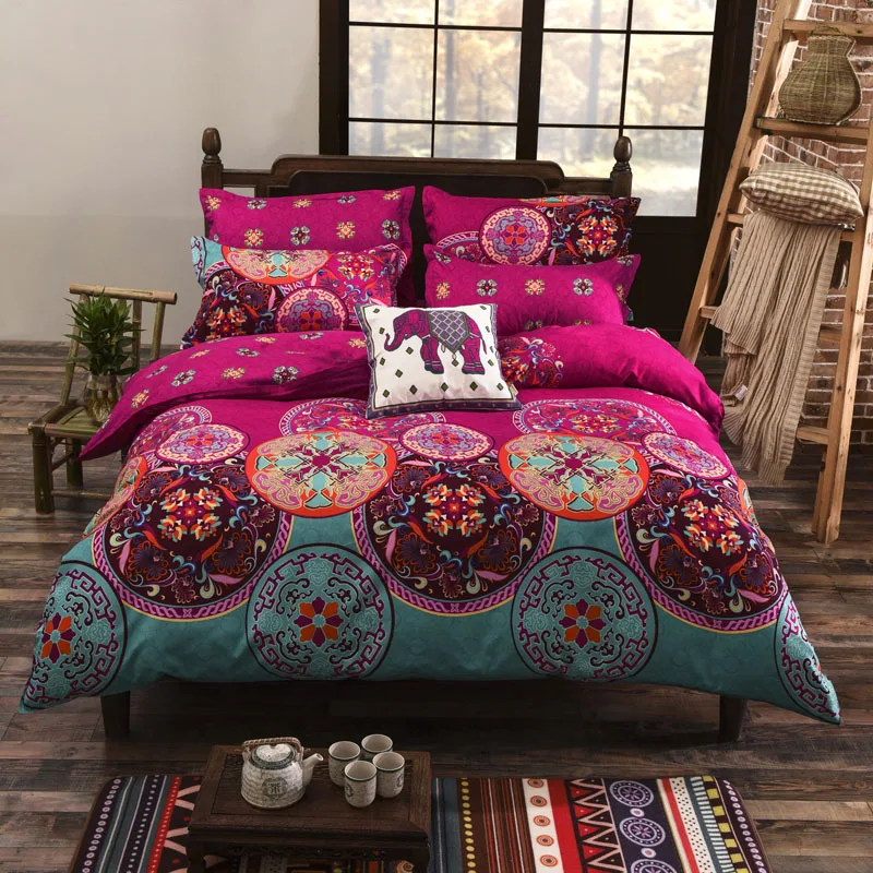 

Four Seasons Geometric Pattern National Style Fashion Bohemian Bed Sheet Quilt Cover Pillow Case 4-Piece Bedding 3-Piece Set