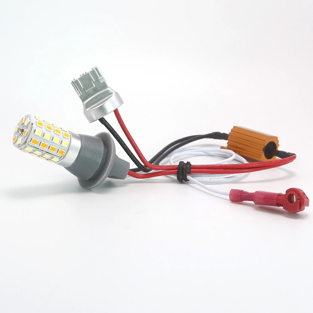 Dual Color 7440 Canbus Smd 54leds T20 W21w Wy21w Daytime Running Light Turn Signal Mode Drl Led External