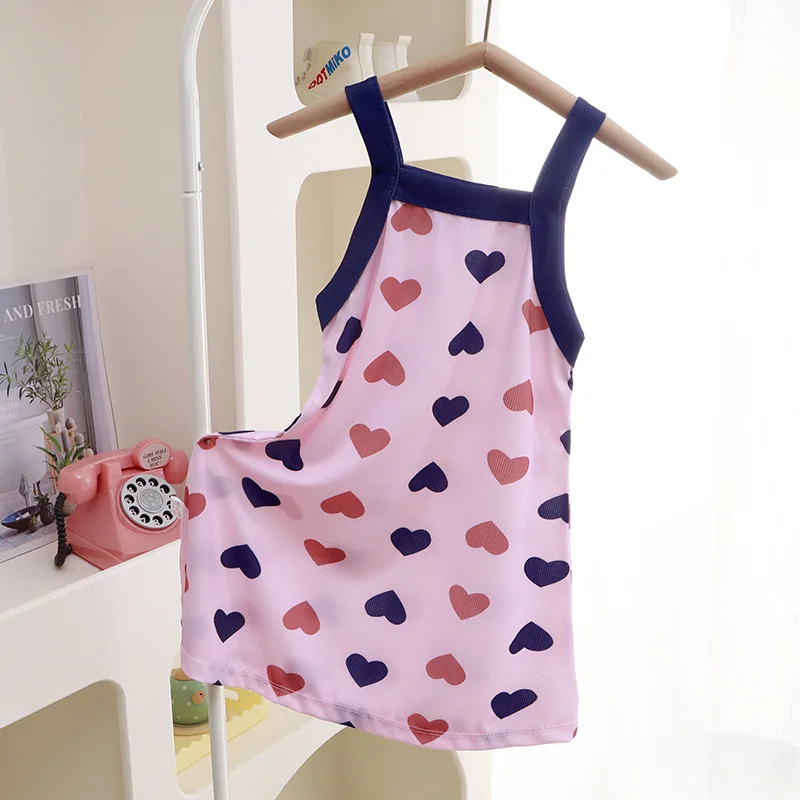 Summer Cute Children Dresses Girls Halter Printed Dresses Baby Casual Floral Dress For Toddler Daily Vacation Holiday Dress