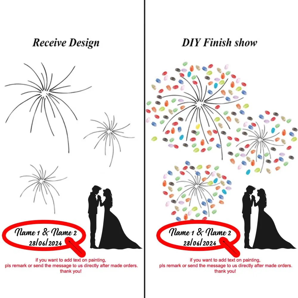 Multi Size Wedding Events Decor Custom Name Date DIY Fingerprint Canvas Painting With Ink Anniversary Party Favor Signature Book