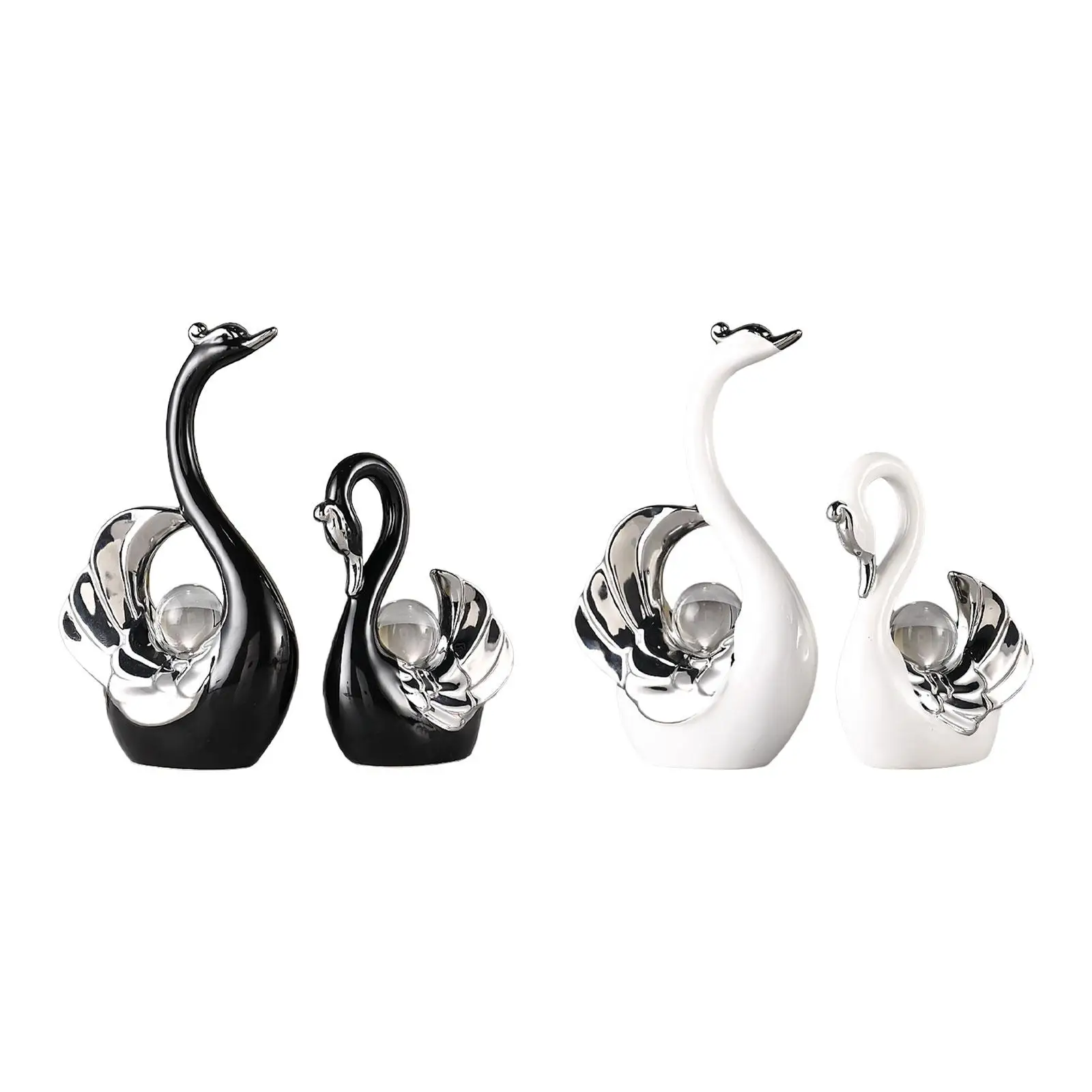 

2Pcs Swan Figurines Sculpture Souvenir Gift for Home Table Centerpiece Decor