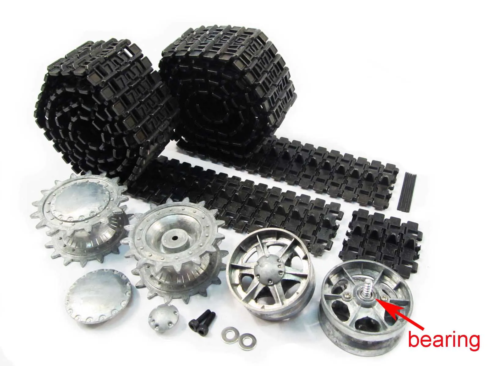 Mato MT013 금속 업그레이드 트랙 Heng Long 3878-1 1/16 스케일 러시아 KV-1 RC 탱크 용 베어링이있는 스프로킷 아이들러 휠