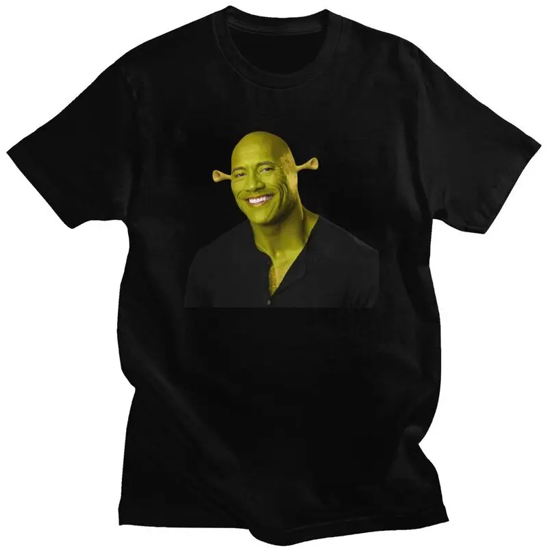 Custom Dwayne The Shrok Johnson T Shirts for Men 100% Cotton Tees The Rock Muscle Man Tshirt Short-Sleeve T-shirt Clothing