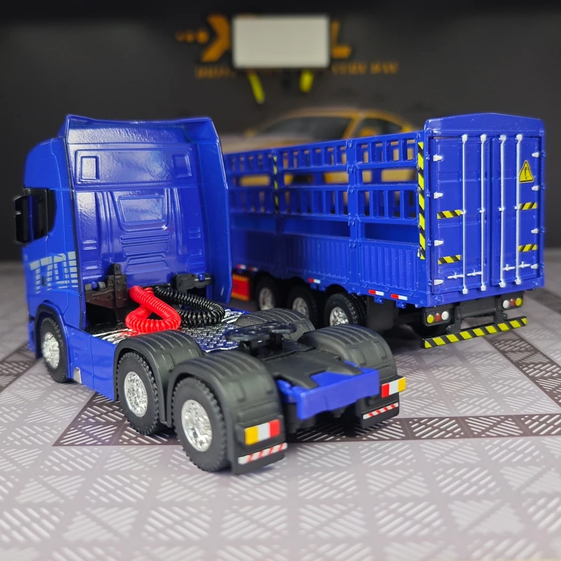 1:50 simulation Full alloy sliding Scania high rail transport vehicle model, heavy-duty engineering truck trailer gift