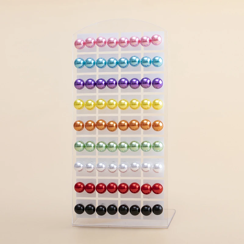 New 36Pairs/Set Colorful Imitation Pearl Stud Earrings For Women Round Ball Earring Fashion Jewelry 6 8 10mm Bead