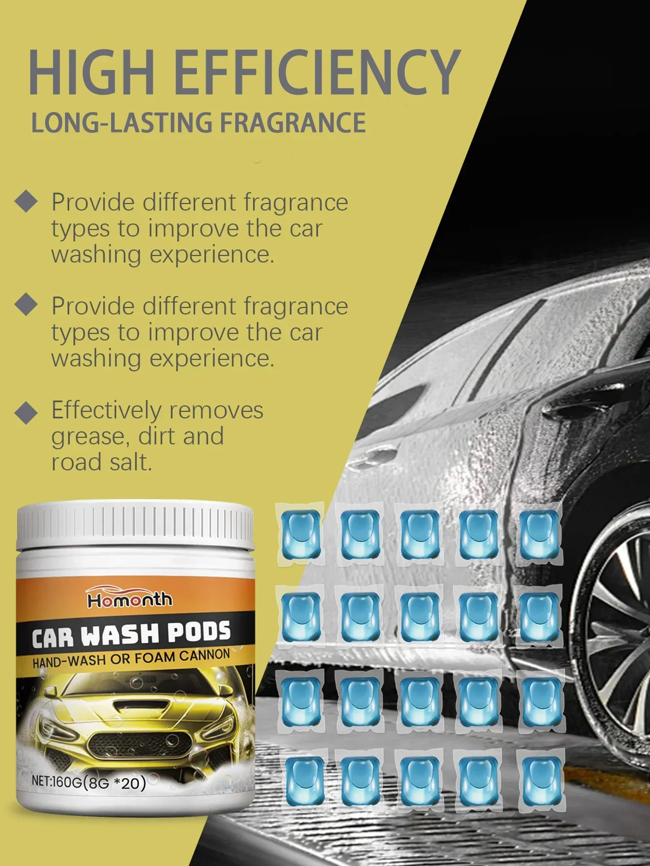 

Car Liquid Lasting Fragrância Gel Beads, Concentrado Auto Ball Cleaner, Lavagem do pára-brisa, Cápsulas, Acessórios para carro