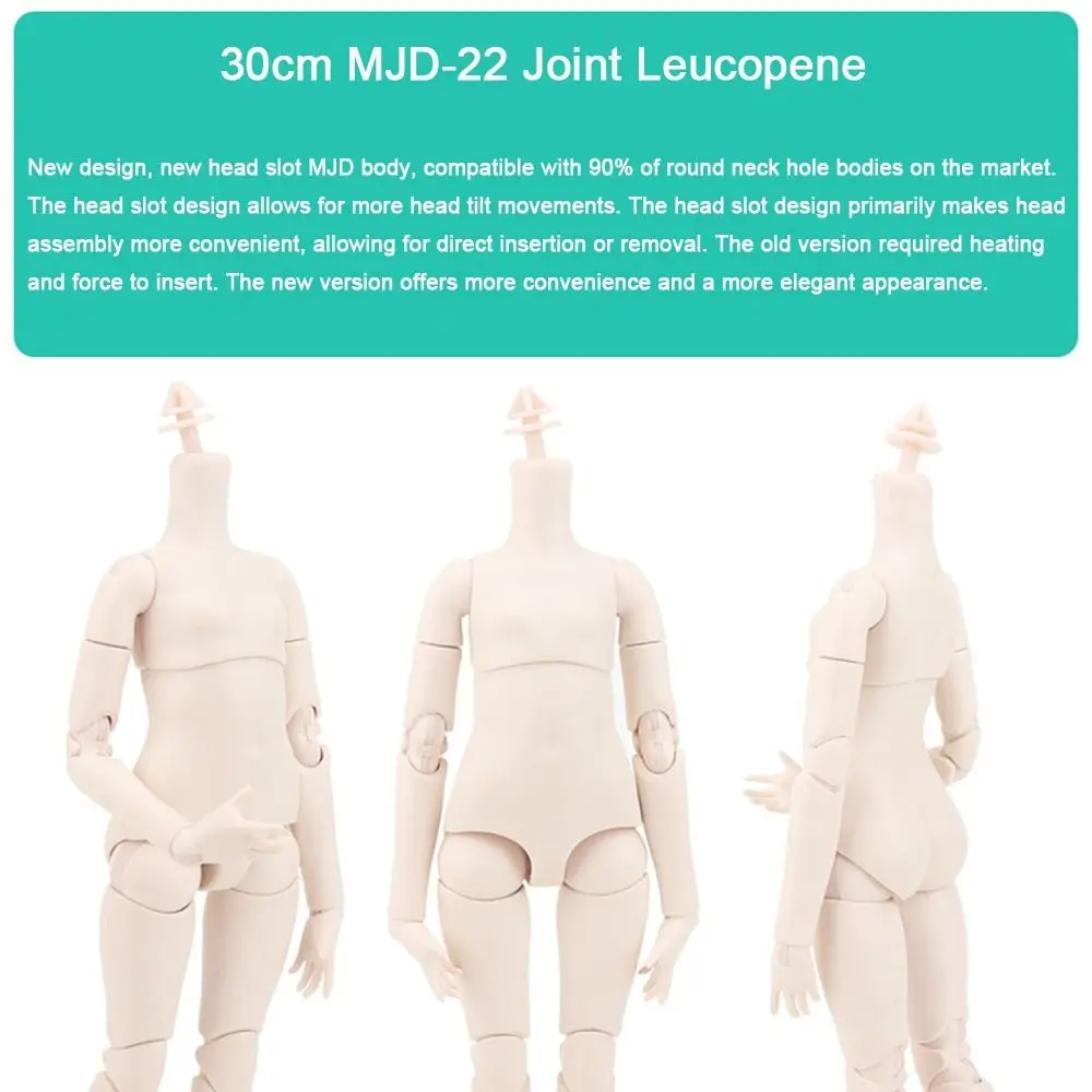 Suppor Disassembly 30cm Height 1/6 BJD Girl Doll Body White Skin 22 Joints Movable Mjd Dolls Body 1/6 Action Figure Body for GSC