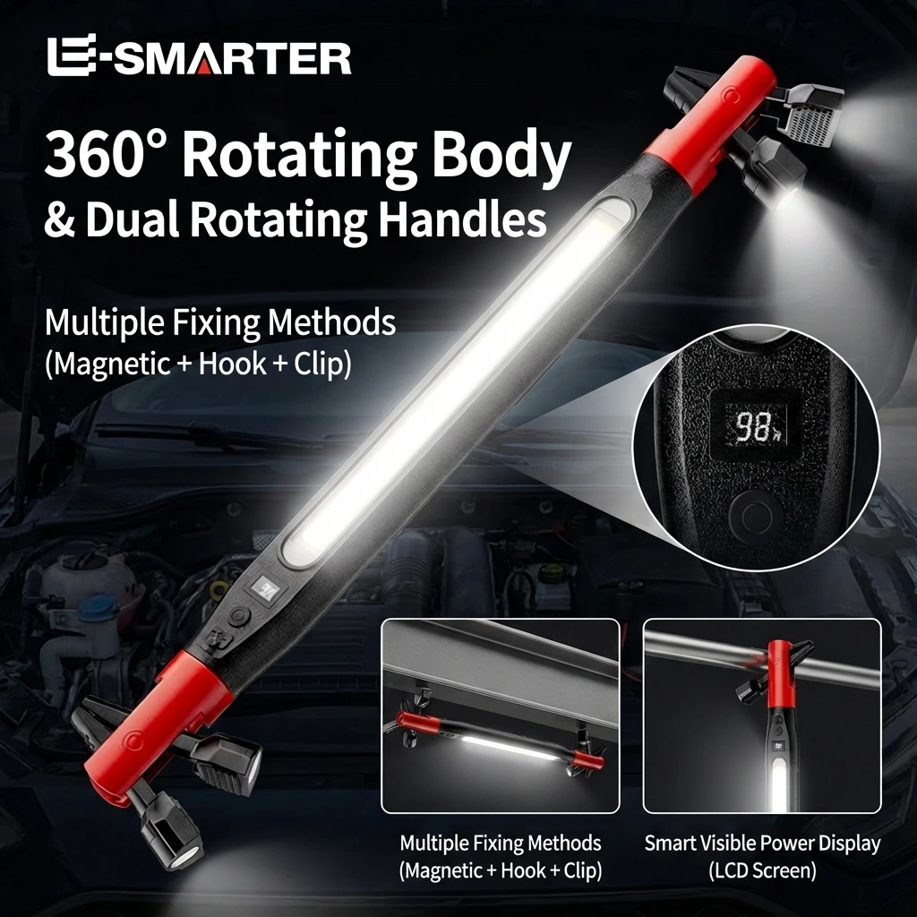 

Мощный перезаряжаемый светодиодный рабочий фонарь с высокой яркостью для аварийного ремонта автомобилей, с крючками и магнитным основанием