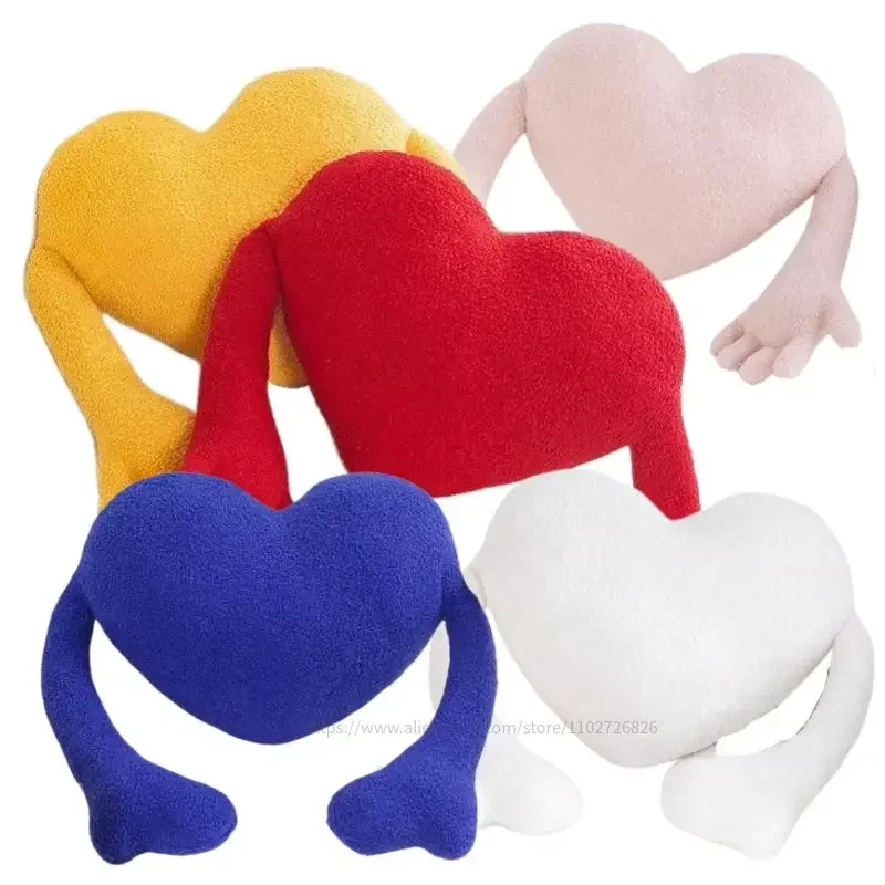 

Creative Special Shaped Red Love Heart Pillow Modern Sofa Living Room Hearts With Long Arms Abstract Cushion Hug Throw Pillow