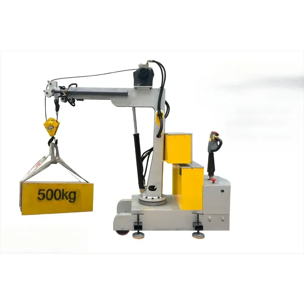 1pc Mobile small crane workshop lifting full electric hydraulic lifting telescopic arm