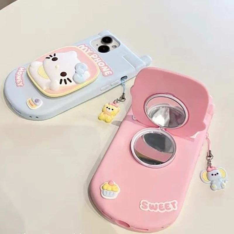 Custodia per telefono in Silicone a specchio santos Hellokittys per Iphone 11 12 13 14 Pro Max custodia Cover posteriore antiscivolo antiurto per