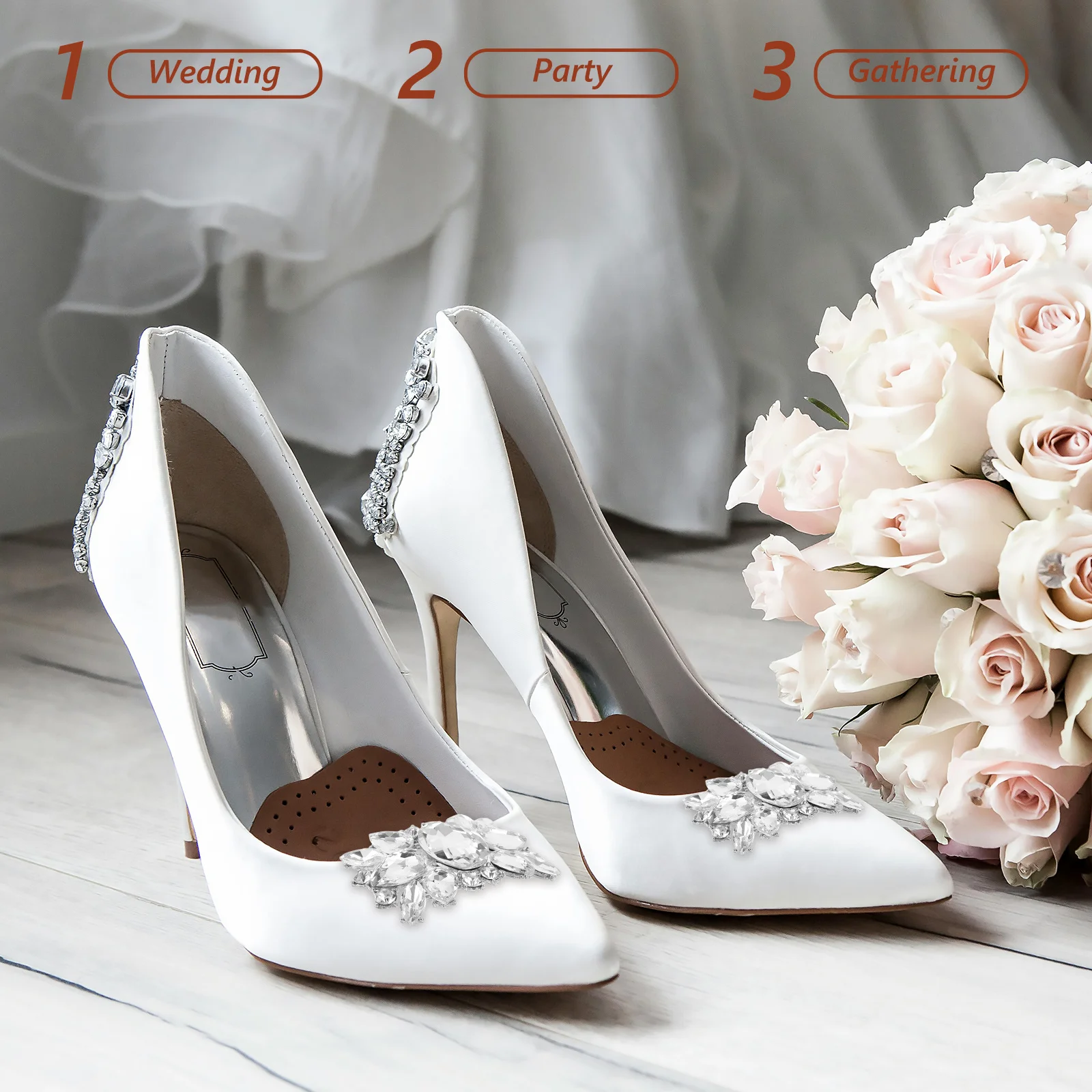 1 زوج حجر الراين مقاطع الأحذية القابلة للإزالة الزفاف حذاء الزفاف أبازيم عالية الكعب سحر اكسسوارات الديكور تألق #3