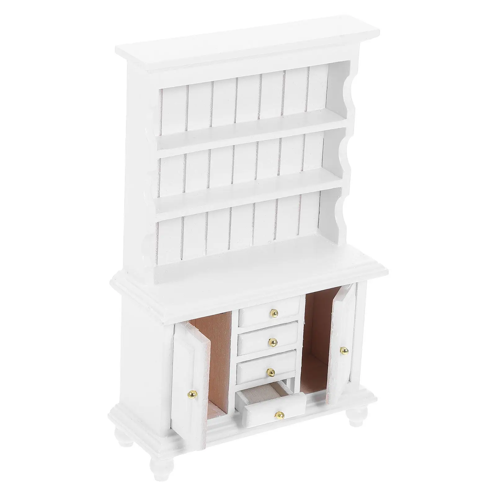 

Miniature Bookshelf Cabinet 1:12 Scale Dollhouse Furniture for Living Room Study Tiny Display Shelf Elegant Crafted Mini Decor