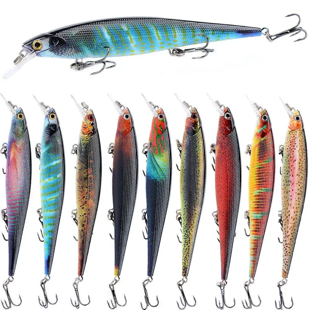 Luya Bait Painting Series Floating Mino 14cm/15g Long Cast Ring Bead Bait Hard Bait Fishing Outdoors