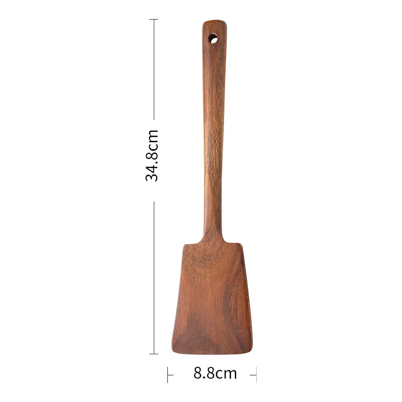Wood Spatula for Non-stick Pan Non-Stick Cooking And Serving Spatulas Ergonomic Long Handle Shovel Kitchen Turner for Wok & Pan