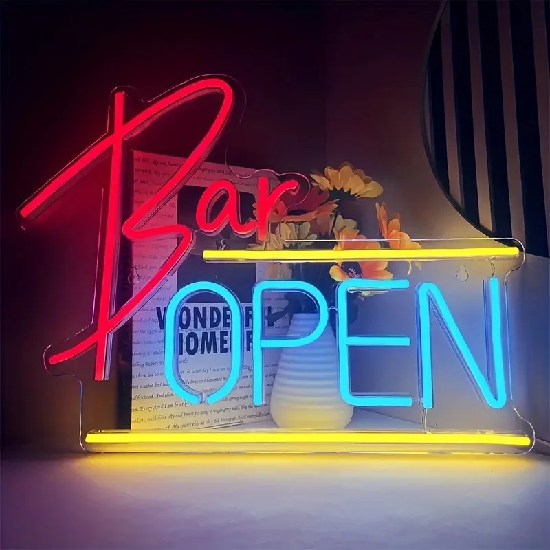 

Bar Open Neon Sign for Wall Decor, Open Bar Neon Light Signs for Bar Business Window Pub Man Cave Club Restaurant Open Sign Gift