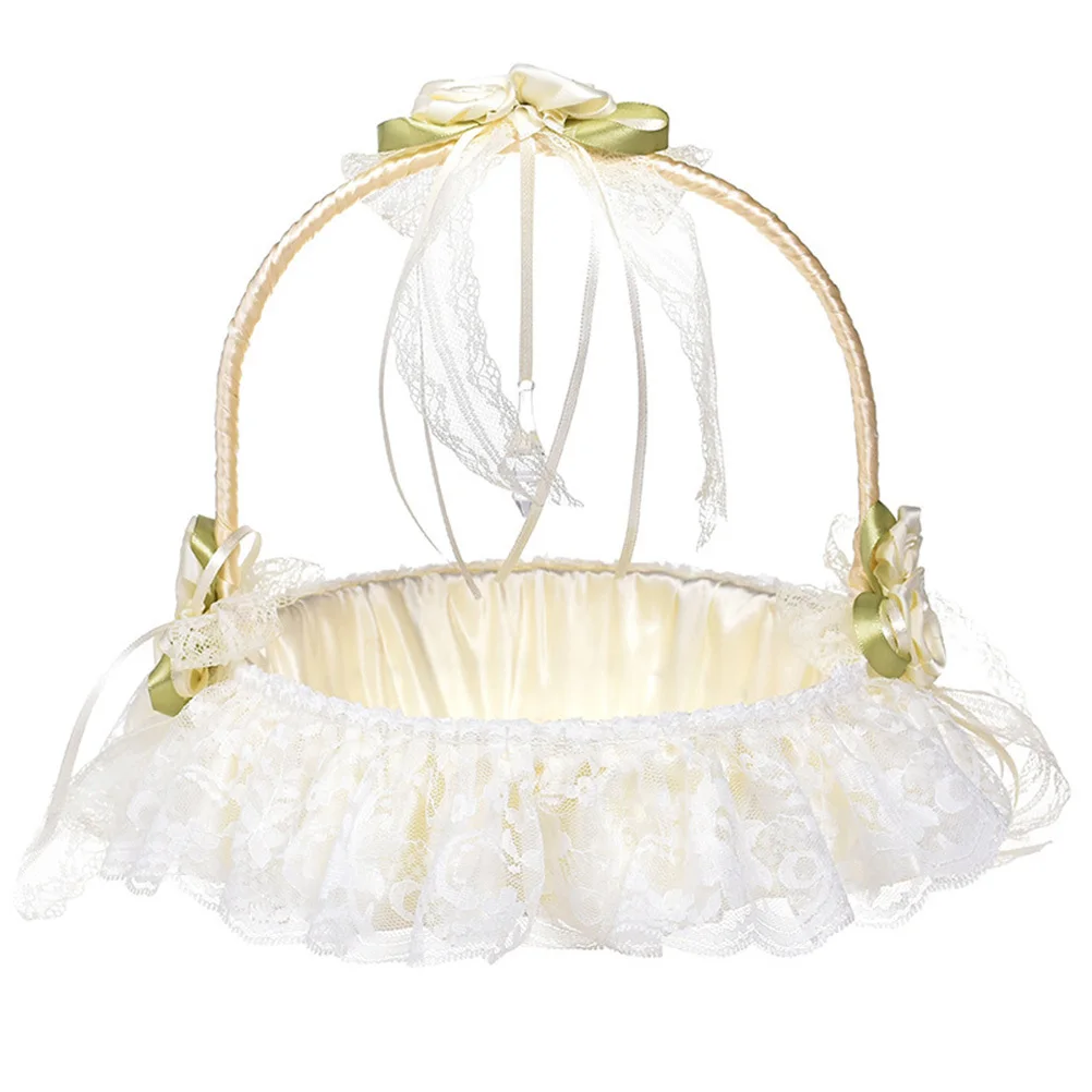 

1Pcs Beautiful Wedding Flower Basket Lace Enchantment Elegant Bridal Event Decor Flower Basket Wedding Baskets