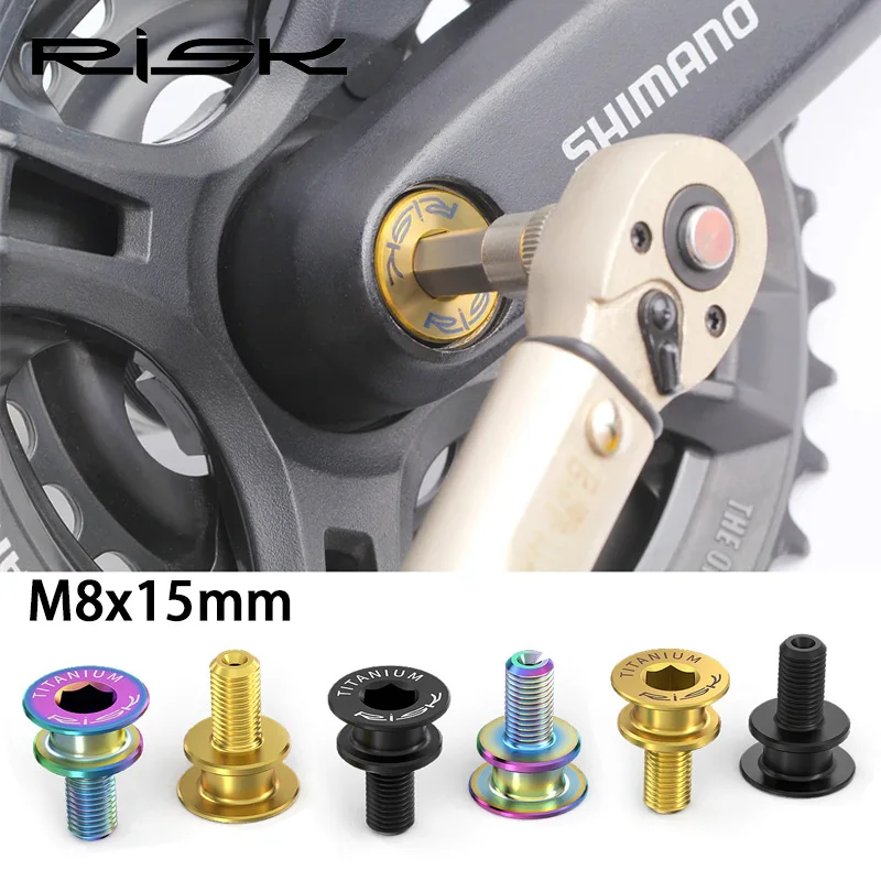

RISK Titanium bicycle crank screw Fixing Bolts M8x15 MTB Road Bike Bottom Bracket screw Square bicycle crank arm fixing screws