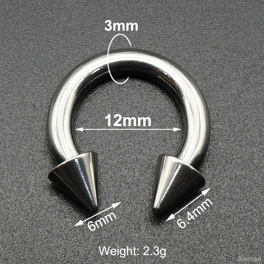 0G Punk Spike Große Größe Innengewinde Edelstahl Kegel Kreisförmige Barbell Piercing Septum Nasenring Hoop Helix Ohrringe – Detail 7
