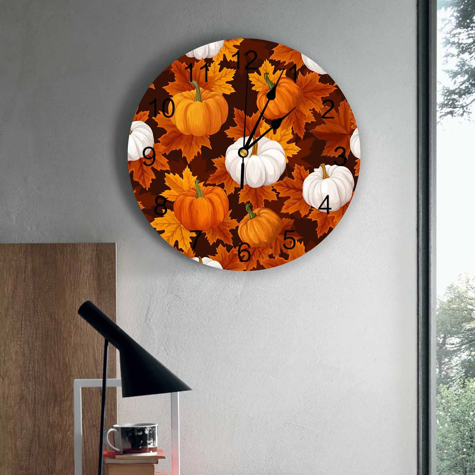 

Bedroom Wall Clocks Farm Yellow Orange White Pumpkin Living Room Clocks Ornaments Baby Room Study Mute Wall Clocks