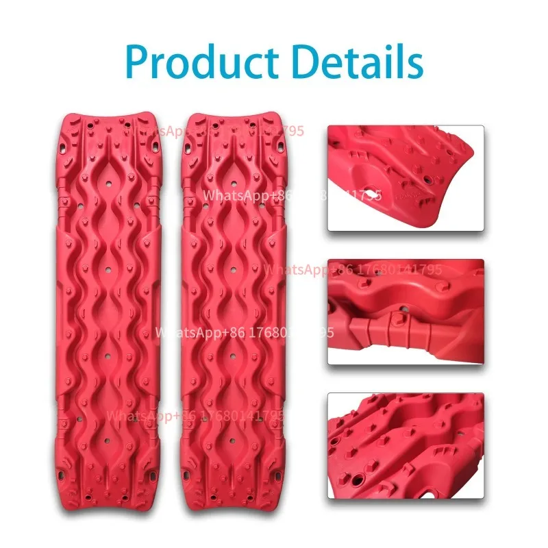 4WD Off‑Road Tire Recovery Traction Ladder, Heavy‑Duty Red Nylon Board For Mud Sand Snow Vehicle Emergency Escape