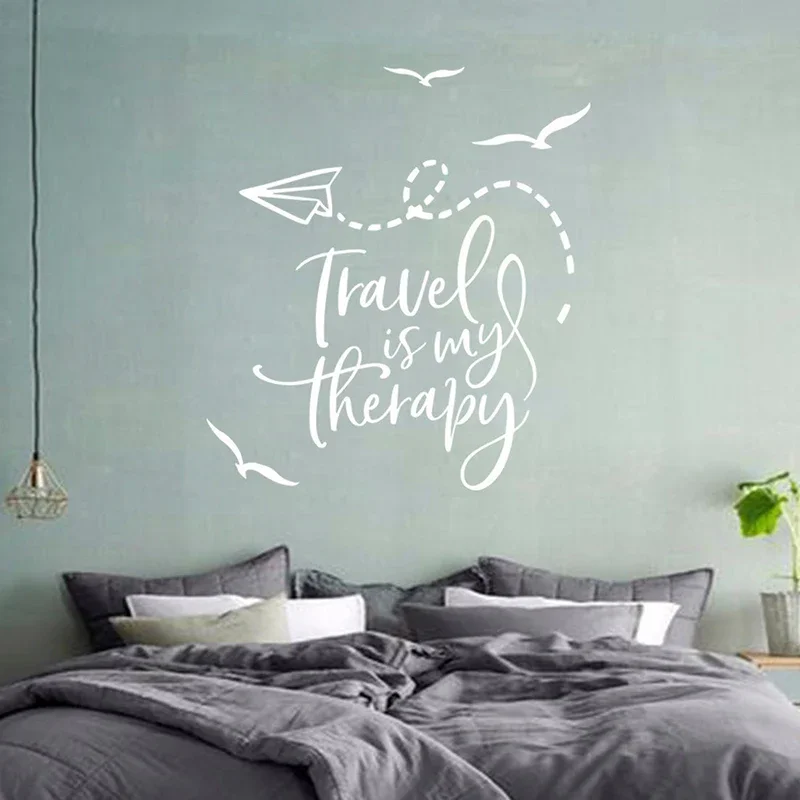 Travel Quotes Wall Decal Adventure Birds Plane Wall stickers Vinyl Travel office wall decor Home Bedroom Decoration Mural Z984