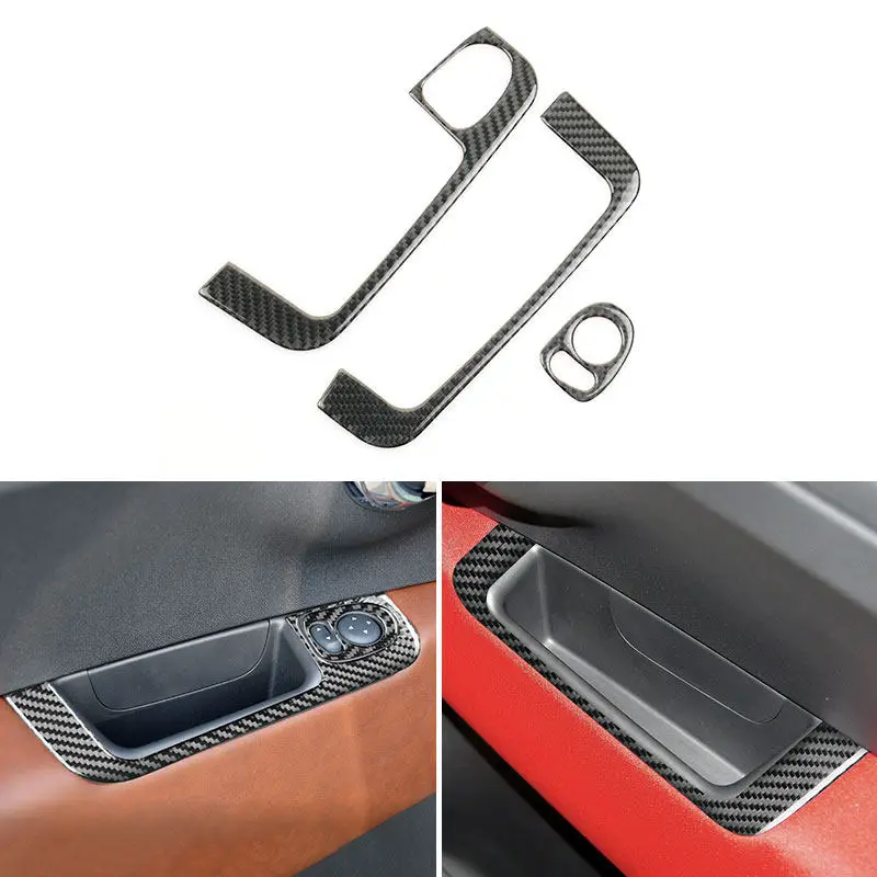 Car Interior Accessories Soft Carbon Fiber Window Lift Button Panel Trim Cover For Fiat 500 2008-2023