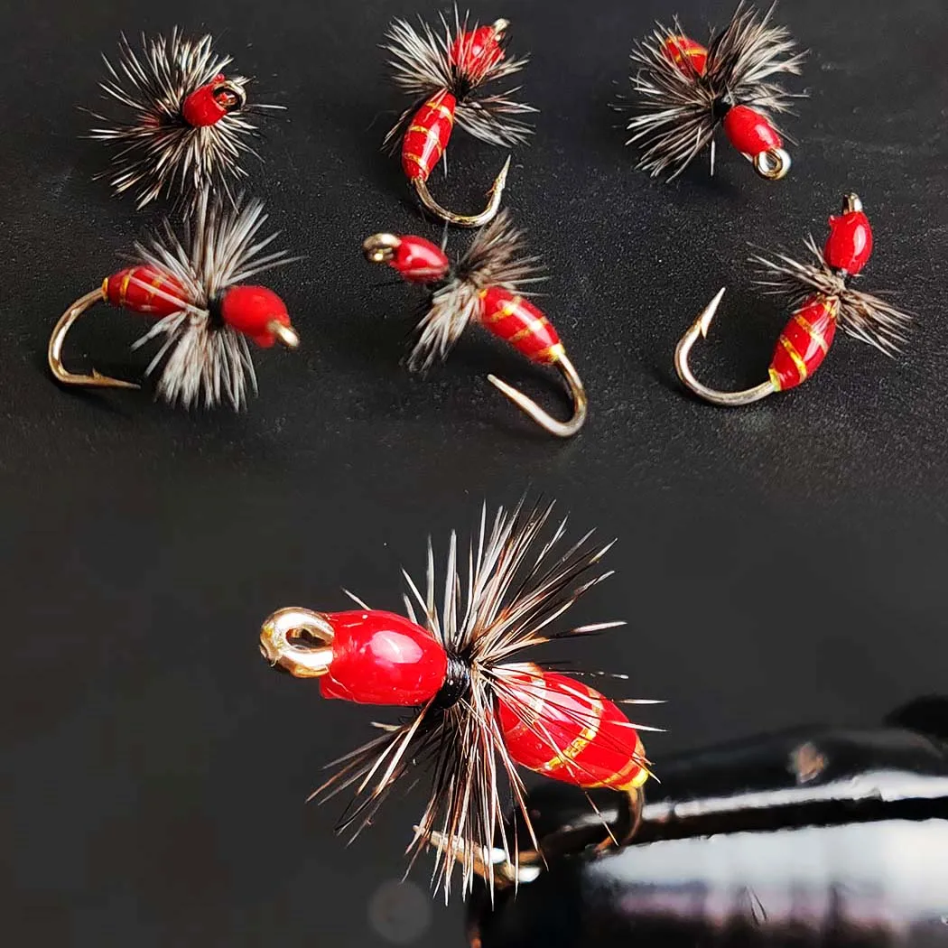 4-8 piezas # 10 Griffith hormiga trucha moscas mosca lubina salmón cabeza de acero trucha pesca hormiga mosca seca
