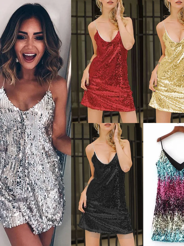 

Faionable Summer Women's Dr Sexy Beads V-ne Svel Casual Loose ort Skirt Strapl Gown for Ladies