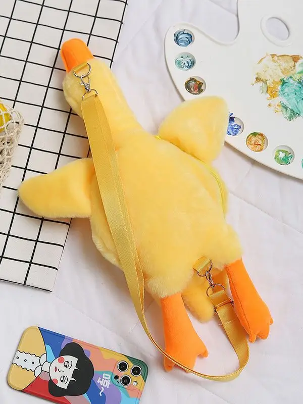 Cartoon Cute Big White Goose Plush Doll Shoulder Bag 2024 New Fashion Creative Animal Yellow Goose Plush Crossbody Bag Best Gift