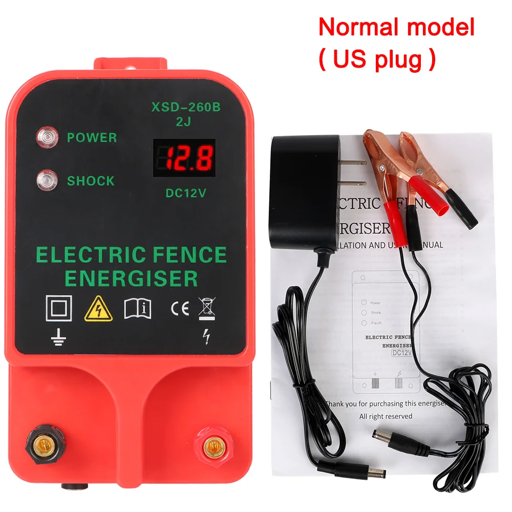 Controle de pulso de alta tensão do gado 10km elétrico cerca energizer para o gado animal alarme de alto decibel à prova dwaterproof água