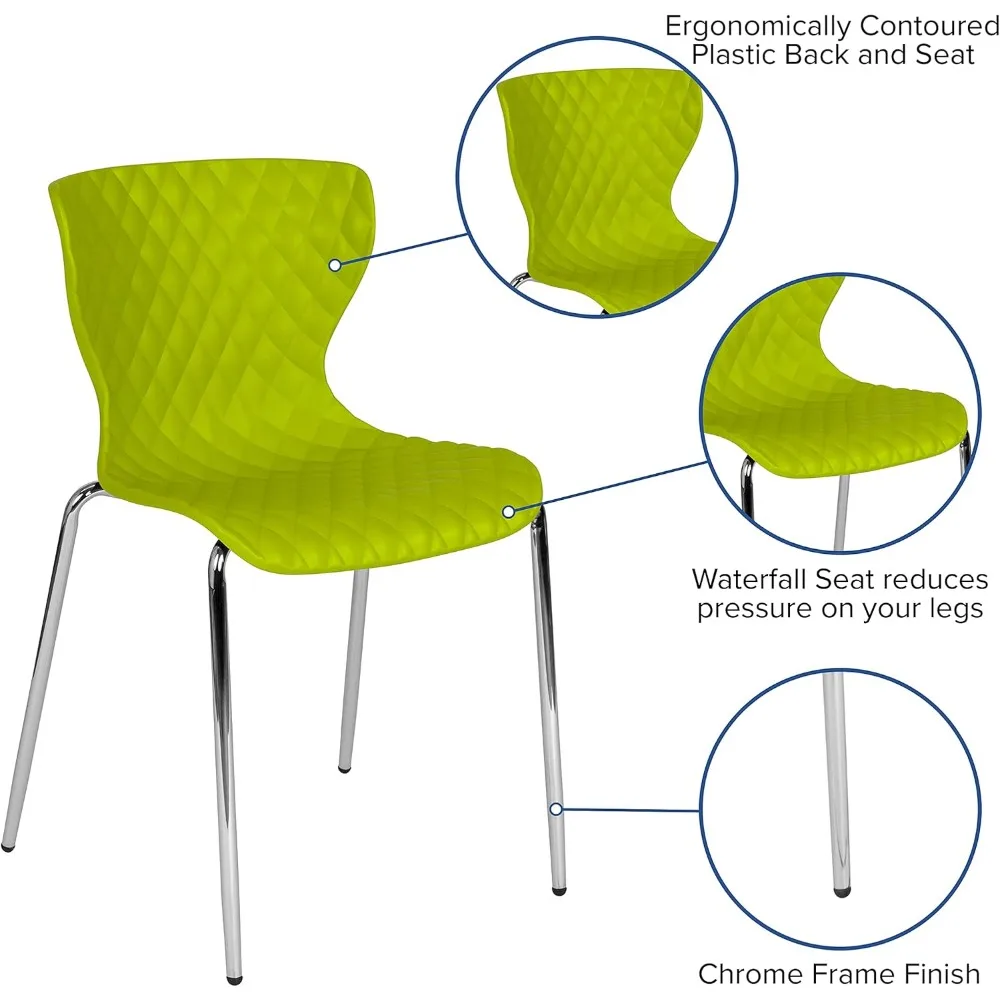 Contemporary Design Citrus Green Plastic Stack Chair